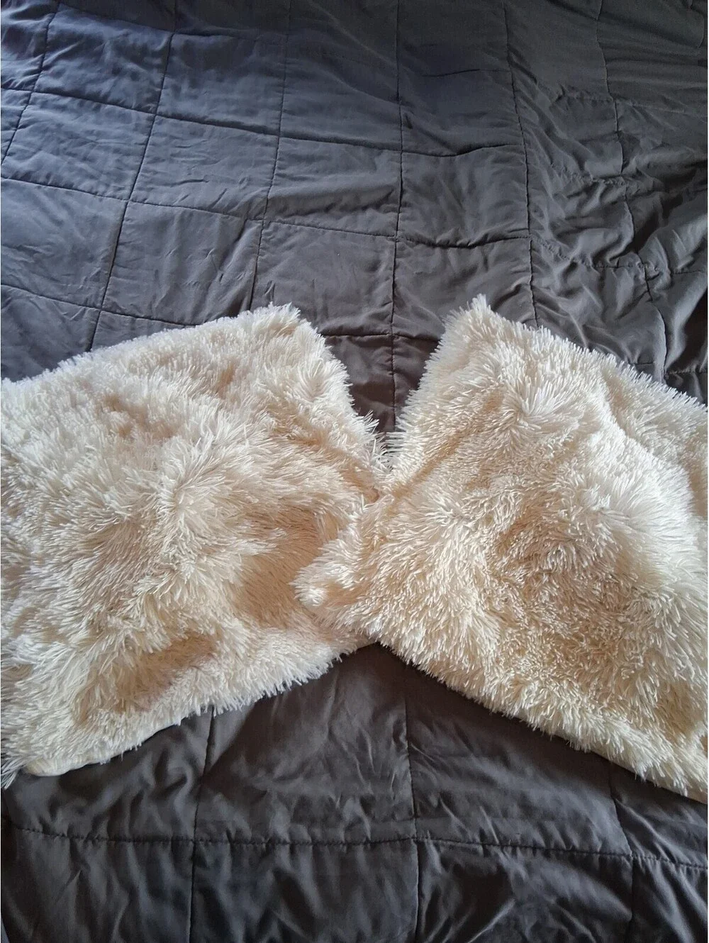 2 NormECO White 20x20 Soft Plush Throw Pillow Cases Fluffy Plush Sofa Cover